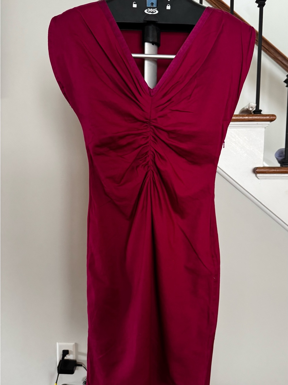 Ted Baker Fuchsia Ruched V-Neck Mini Dress Size 1